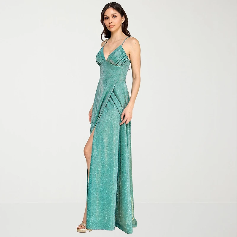 City Triangle Womens Juniors Sweetheart Neck Sleeveless Glitter Bodycon Dress