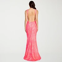 City Triangle Womens Juniors V Neck Sleeveless Sequin Bodycon Dress
