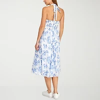 B. Smart Womens Juniors Midi Halter Neck Sleeveless Floral Fit + Flare Dress
