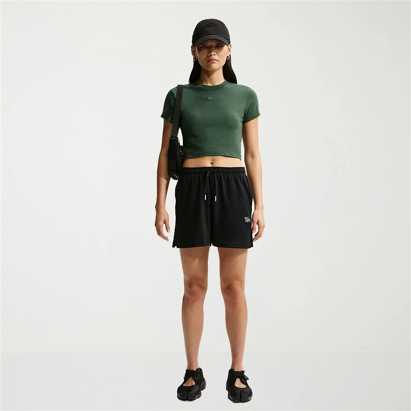 Nike Womens 4" Mid Rise Moisture Wicking Drawstring Waist Active Pull-On Short