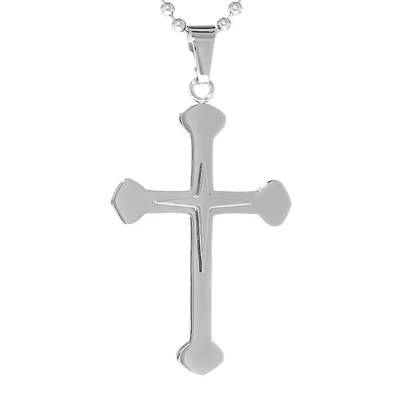 Mens Stainless Steel Cross Pendant Necklace
