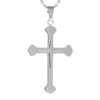 Mens Stainless Steel Cross Pendant Necklace