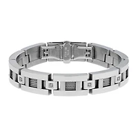 Mens 1/10 CT. T.W. Diamond Stainless Steel Link Bracelet