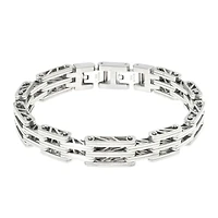 Mens Stainless Steel Chain Bracelet with Lock Extender
