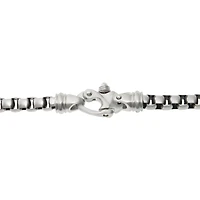Mens Stainless Steel Round Box Chain Bracelet with Fancy Clasp
