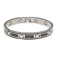 Mens Stainless Steel and Carbon Fiber Chain Bracelet