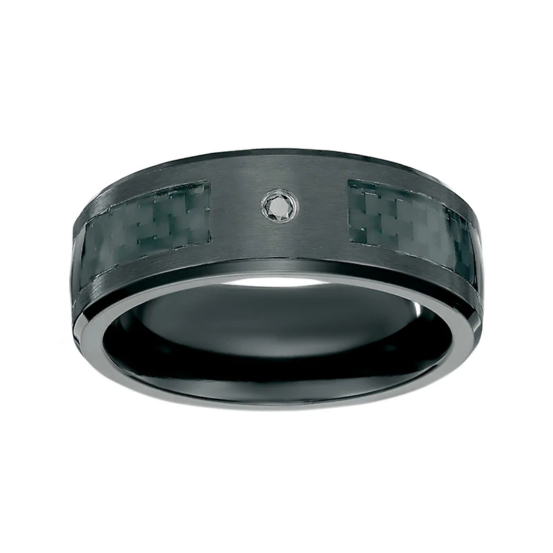 Mens Diamond Accent Black Zirconium Band Ring