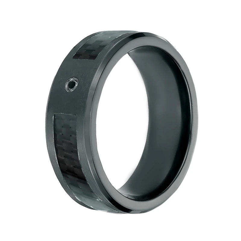 Mens Diamond Accent Black Zirconium Band Ring