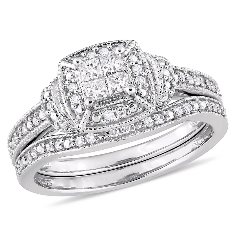 Womens 1/3 CT. T.W. Natural White Diamond 10K Gold Bridal Set
