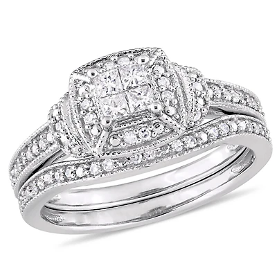 Womens 1/3 CT. T.W. Natural White Diamond 10K Gold Bridal Set