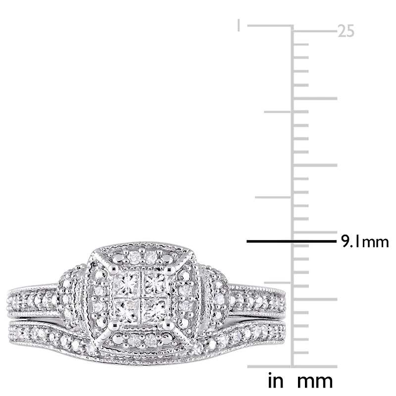 Womens 1/3 CT. T.W. Natural White Diamond 10K Gold Bridal Set