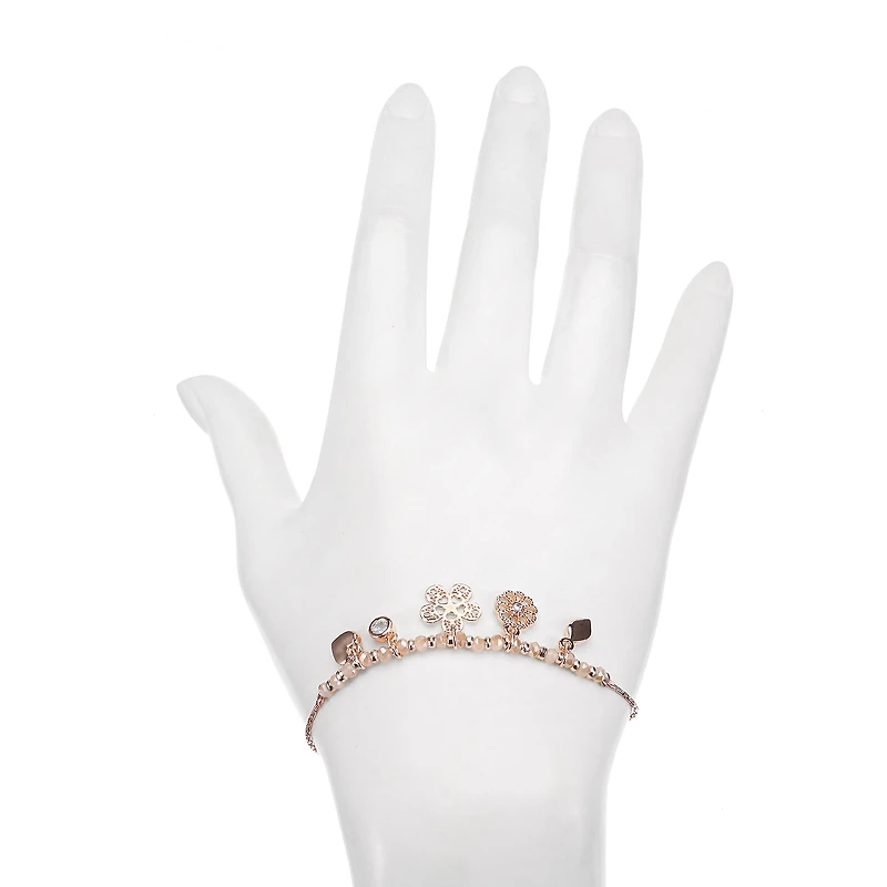 Bijoux Bar Delicates Rose Tone Womens Flower Charm Bracelet