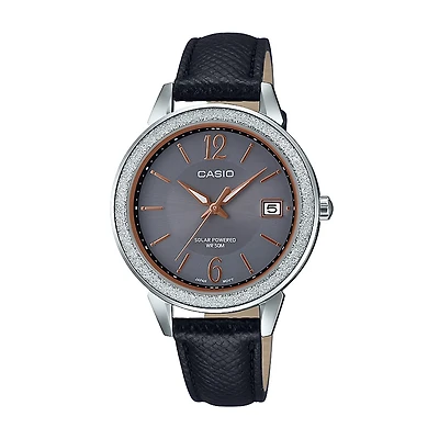 Casio Womens Black Leather Strap Watch Ltps200l-1av
