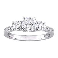 Womens 3/ CT. T.W. Lab Created White Moissanite 10K Gold 3-Stone Engagement Ring