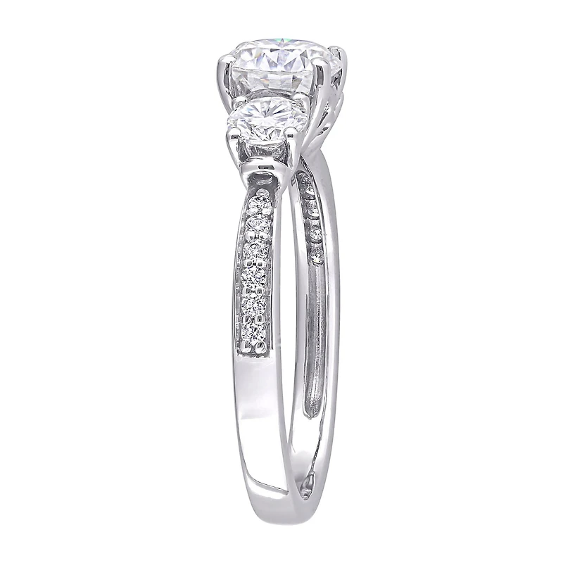 Womens 3/ CT. T.W. Lab Created White Moissanite 10K Gold 3-Stone Engagement Ring