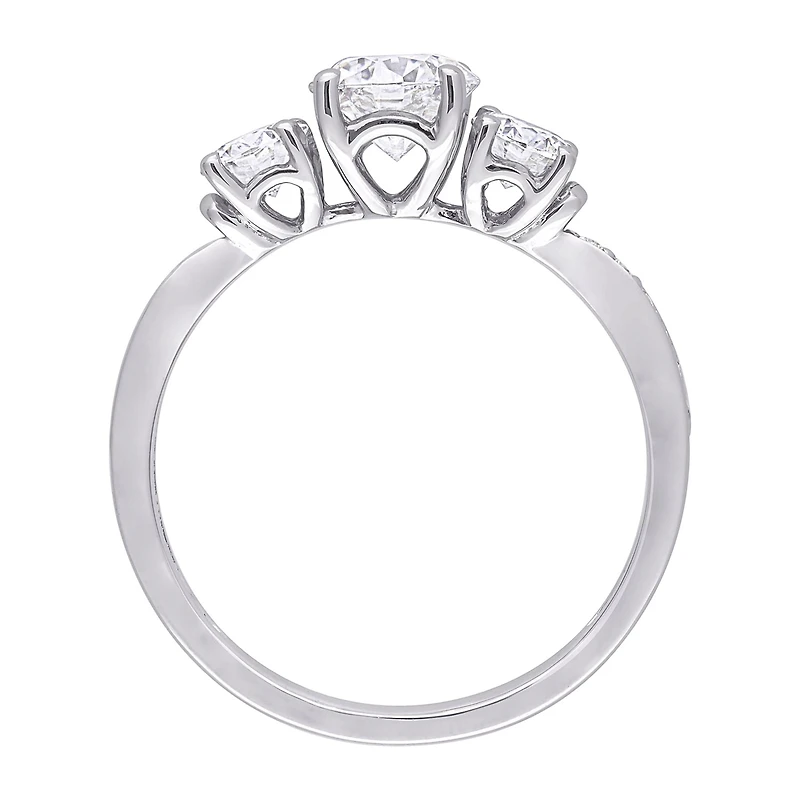 Womens 3/ CT. T.W. Lab Created White Moissanite 10K Gold 3-Stone Engagement Ring