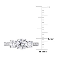 Womens 3/ CT. T.W. Lab Created White Moissanite 10K Gold 3-Stone Engagement Ring