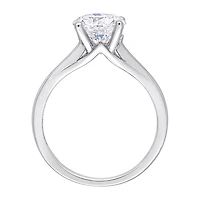 Womens Lab Created White Moissanite 10K Gold Solitaire Engagement Ring