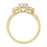 Womens 3/ CT. T.W. Lab Created White Moissanite 10K Gold 3-Stone Engagement Ring