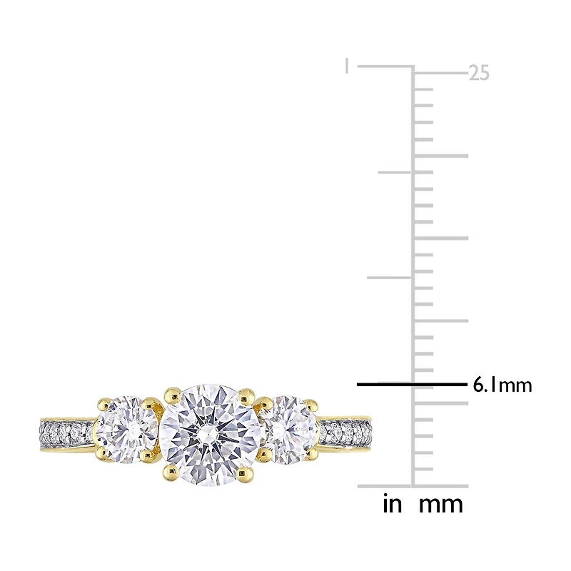 Womens 3/ CT. T.W. Lab Created White Moissanite 10K Gold 3-Stone Engagement Ring