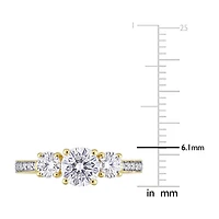 Womens 3/ CT. T.W. Lab Created White Moissanite 10K Gold 3-Stone Engagement Ring