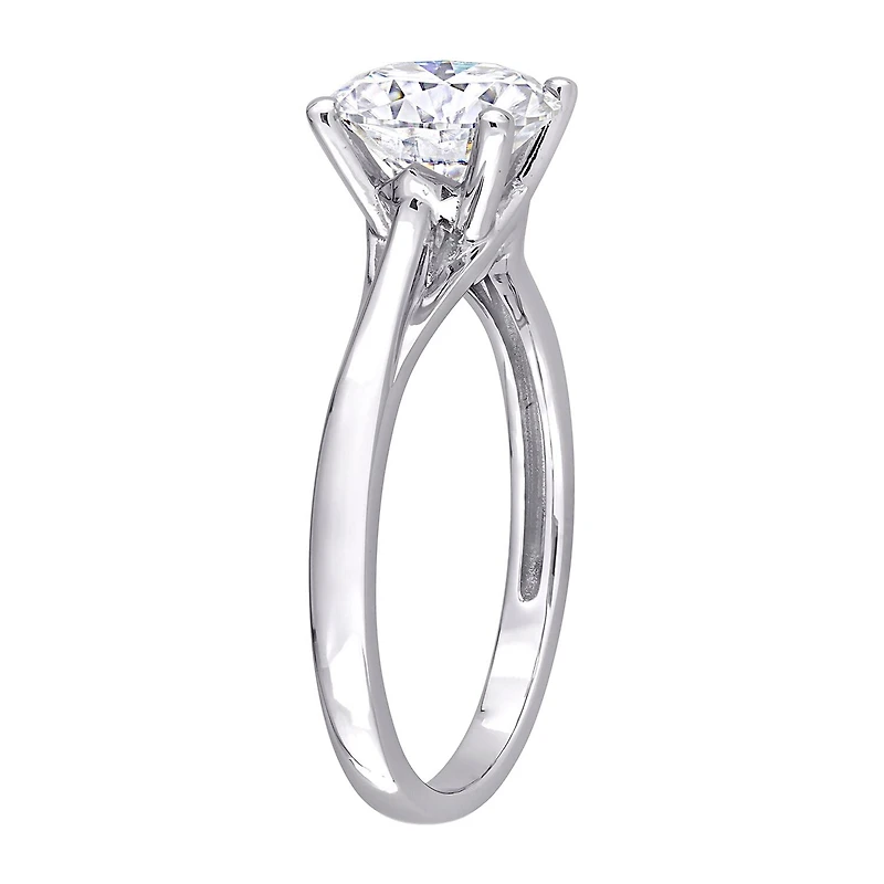Womens Lab Created White Moissanite 10K Gold Solitaire Engagement Ring