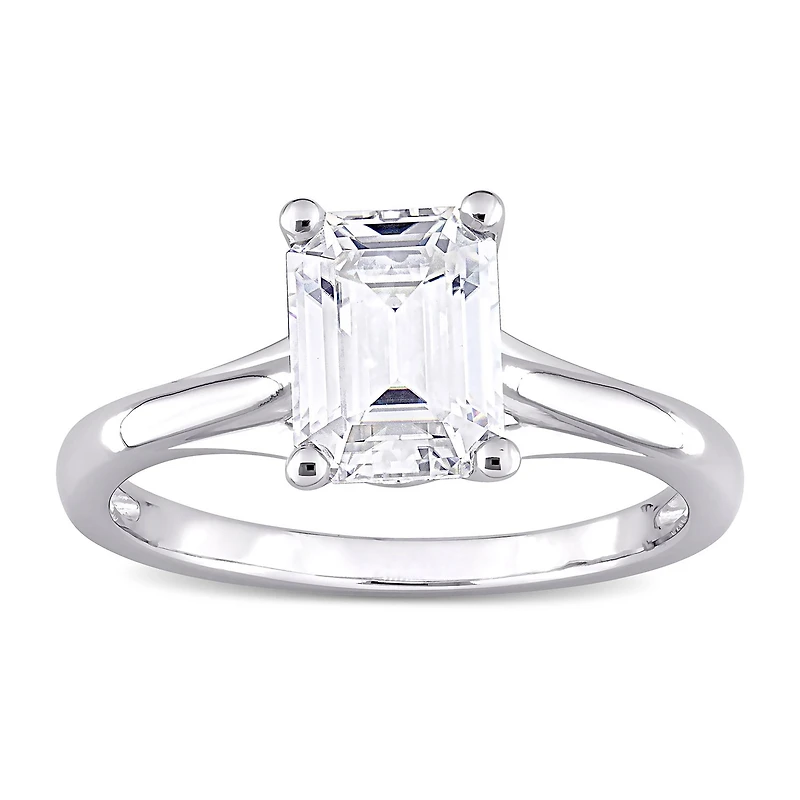 Womens Lab Created White Moissanite 10K Gold Solitaire Engagement Ring