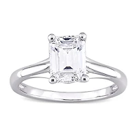 Womens Lab Created White Moissanite 10K Gold Solitaire Engagement Ring