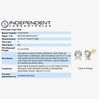 (G / SI1-SI2) Ever Star 2 1/4 CT. T.W. Lab Grown White Diamond 14K Gold 6.8mm Stud Earrings