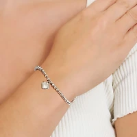 Womens Sterling Silver Heart Bolo Bracelet