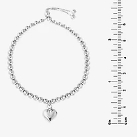 Womens Sterling Silver Heart Bolo Bracelet