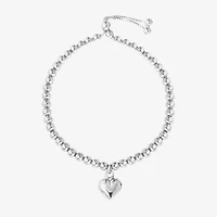 Womens Sterling Silver Heart Bolo Bracelet