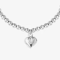 Womens Sterling Silver Heart Bolo Bracelet
