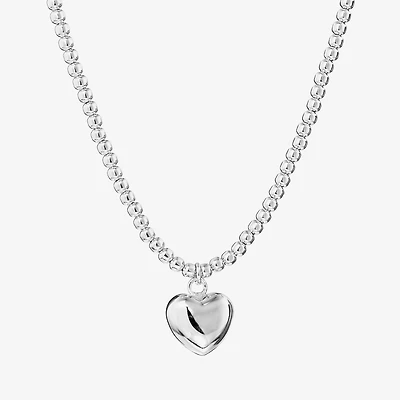 Womens Sterling Silver Heart 18 Inch Pendant Necklace