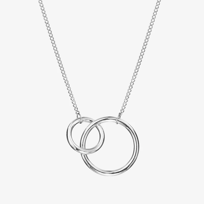 Womens Sterling Silver Circle 18 Inch Pendant Necklace