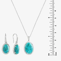 Womens Enhanced Blue Turquoise Sterling Silver Oval 2-pc. Jewelry Set