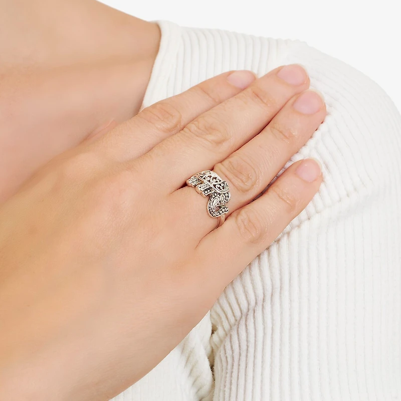 Bali Inspired Elephant Womens Sterling Silver Cocktail Ring