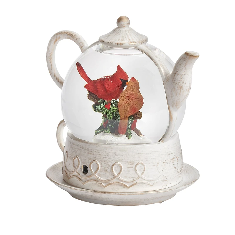 Roman 8" Led Swirl Teapot Christmas Tabletop Decor