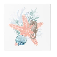 Stupell Industries Seahorse Starfish Layered Coral Canvas Art