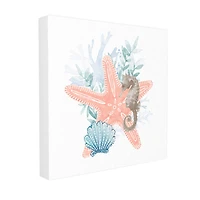 Stupell Industries Seahorse Starfish Layered Coral Canvas Art