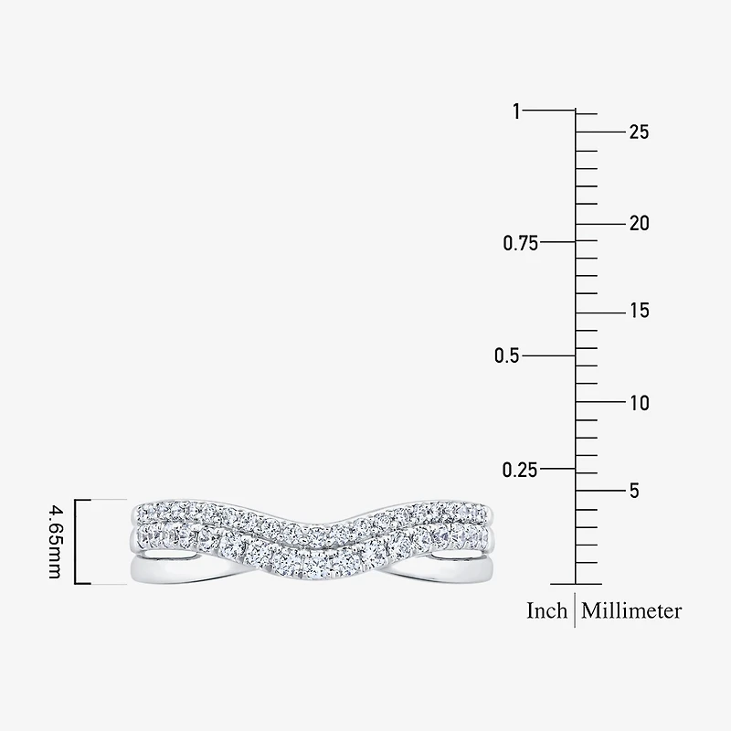 4.5MM 1/3 CT.T.W. Natural Diamond 10K or 14K White Gold Curved Wedding Band