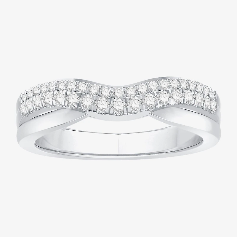 4.5MM 1/3 CT.T.W. Natural Diamond 10K or 14K White Gold Curved Wedding Band