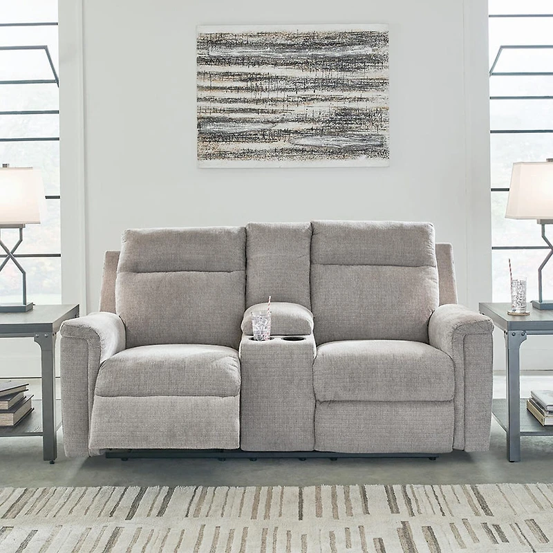 Signature Design By Ashley® Barnsana Power Reclining Loveseat with Console