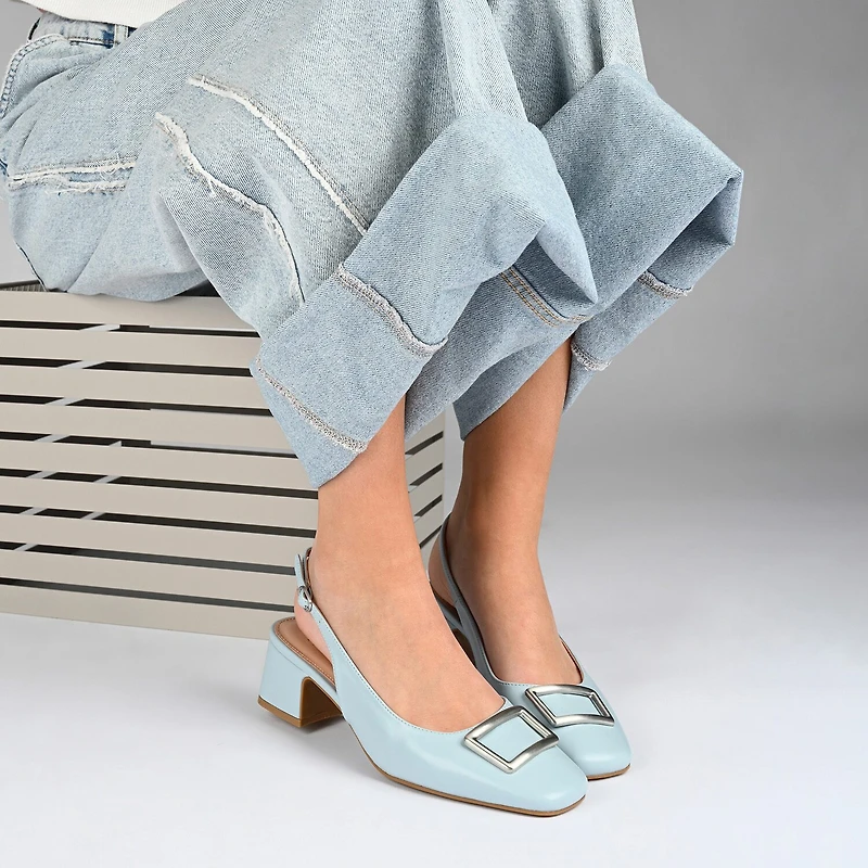 Journee Collection Everlee Womens Square Block Heel Pumps