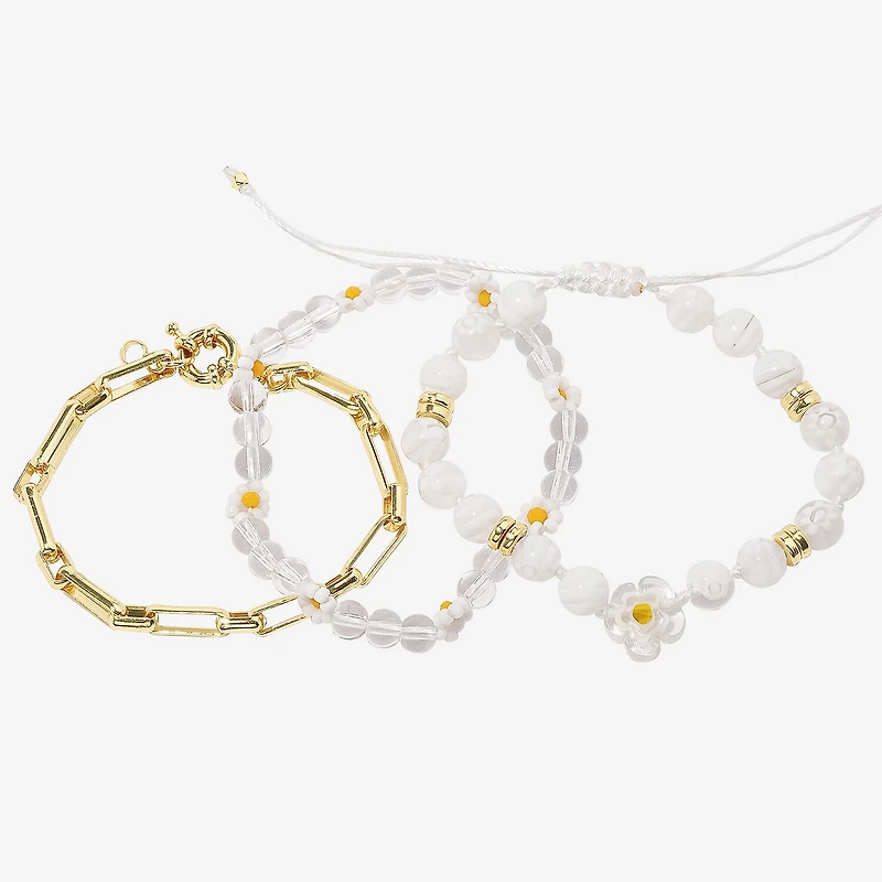 Arizona Gold Tone Beaded & Charm Womens 3-pc. Bracelet Set