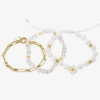 Arizona Gold Tone Beaded & Charm Womens 3-pc. Bracelet Set