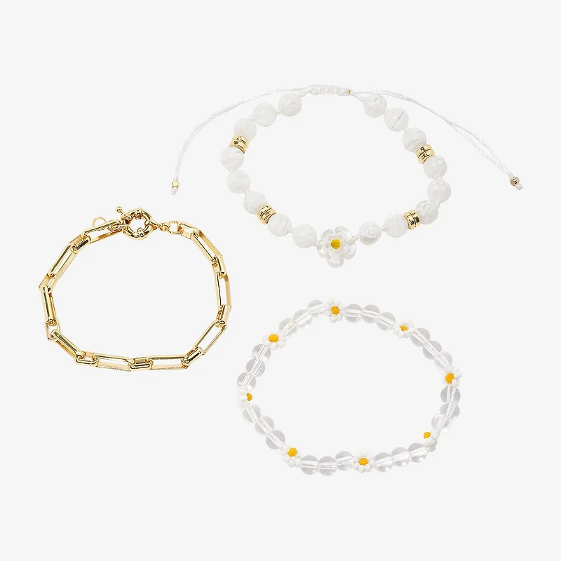 Arizona Gold Tone Beaded & Charm Womens 3-pc. Bracelet Set