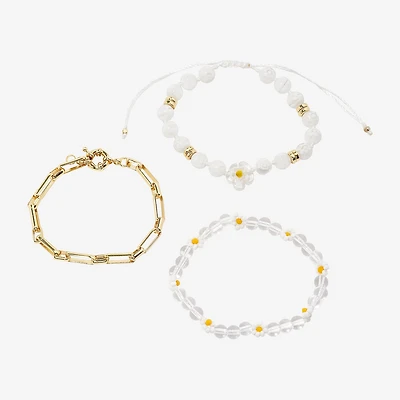 Arizona Gold Tone Beaded & Charm Womens 3-pc. Bracelet Set