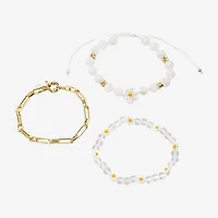 Arizona Gold Tone Beaded & Charm Womens 3-pc. Bracelet Set