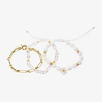 Arizona Gold Tone Beaded & Charm Womens 3-pc. Bracelet Set